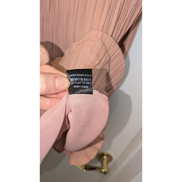 Anthropologie Ark & Co Women Large Cocktail Dress Pink Pleated A-Line Sleeveless - Picture 4 of 12